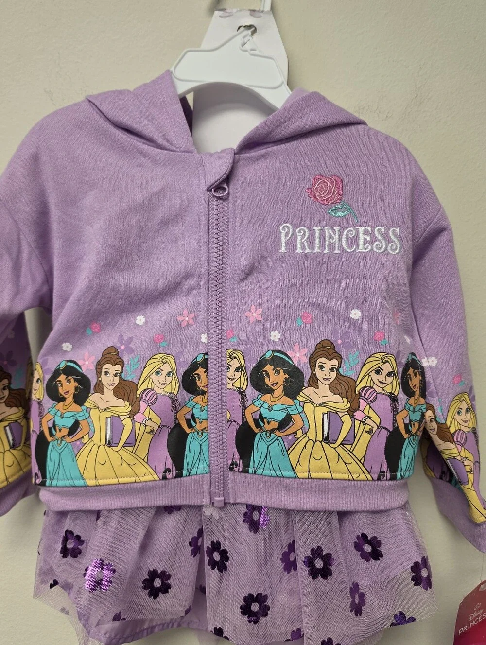 Disney Princess 3 piece Tutu Set Jacket Tutu Skirt and Shirt Purple 2T